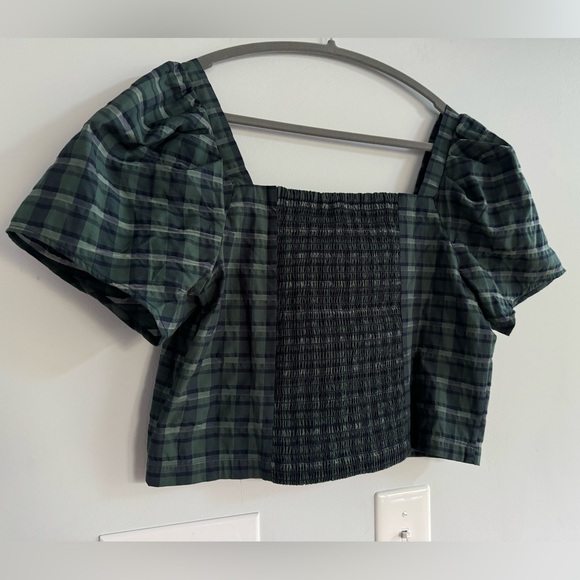 Madewell Hopewell Puff-Sleeve Crop Top in Plaid - Picture 6 of 7